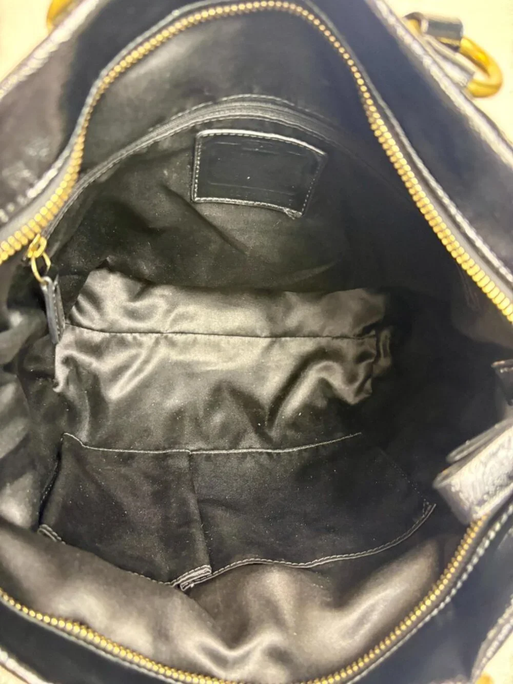 Coach Y2K Poppy Daisy Liquid Gloss Tote in Black Patent Leather with Scarf